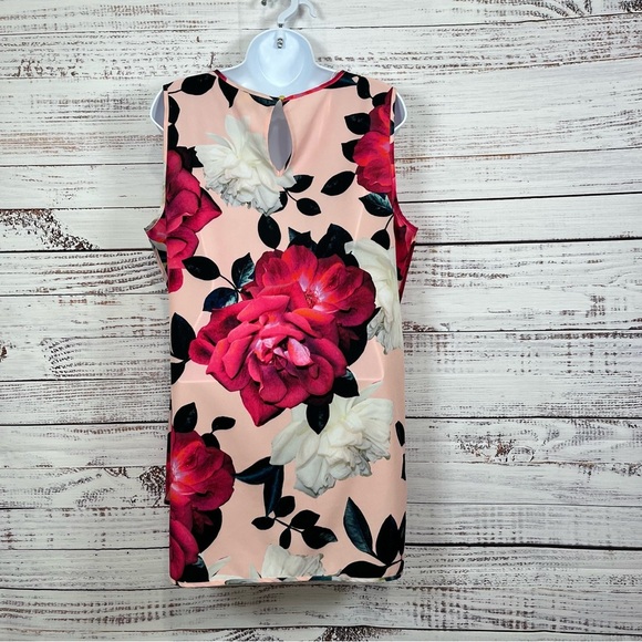 CeCe Pink Floral Rose Sleeveless Tunic Blouse - Picture 7 of 12